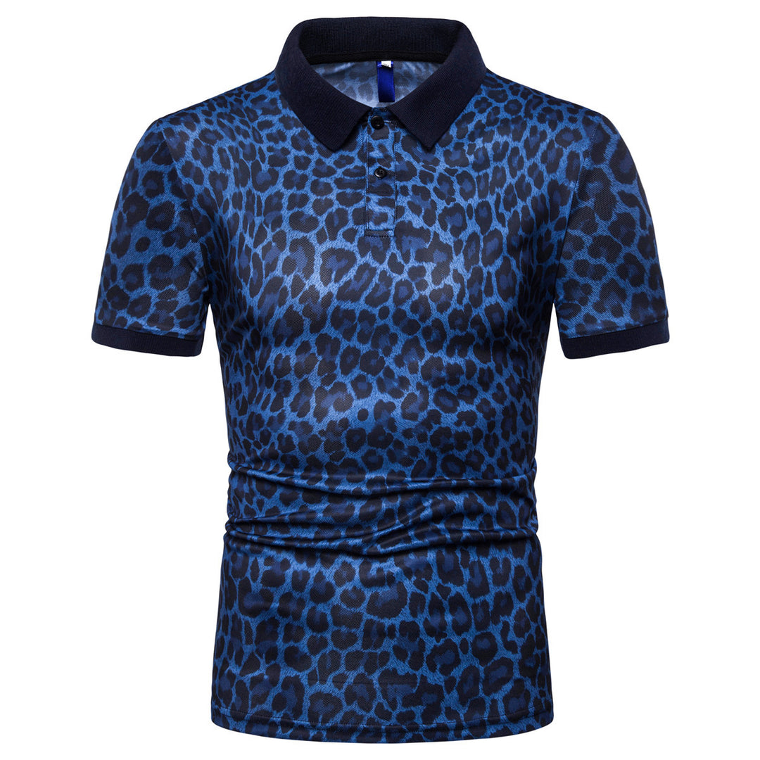Herren zeitgenössisches Leopardenmuster Poloshirt Drune