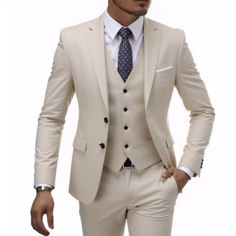 Herren nan dreiteiliges Slim-Fit Anzugset mit Weste, schmalem Revers und taillierter Silhouette Drune