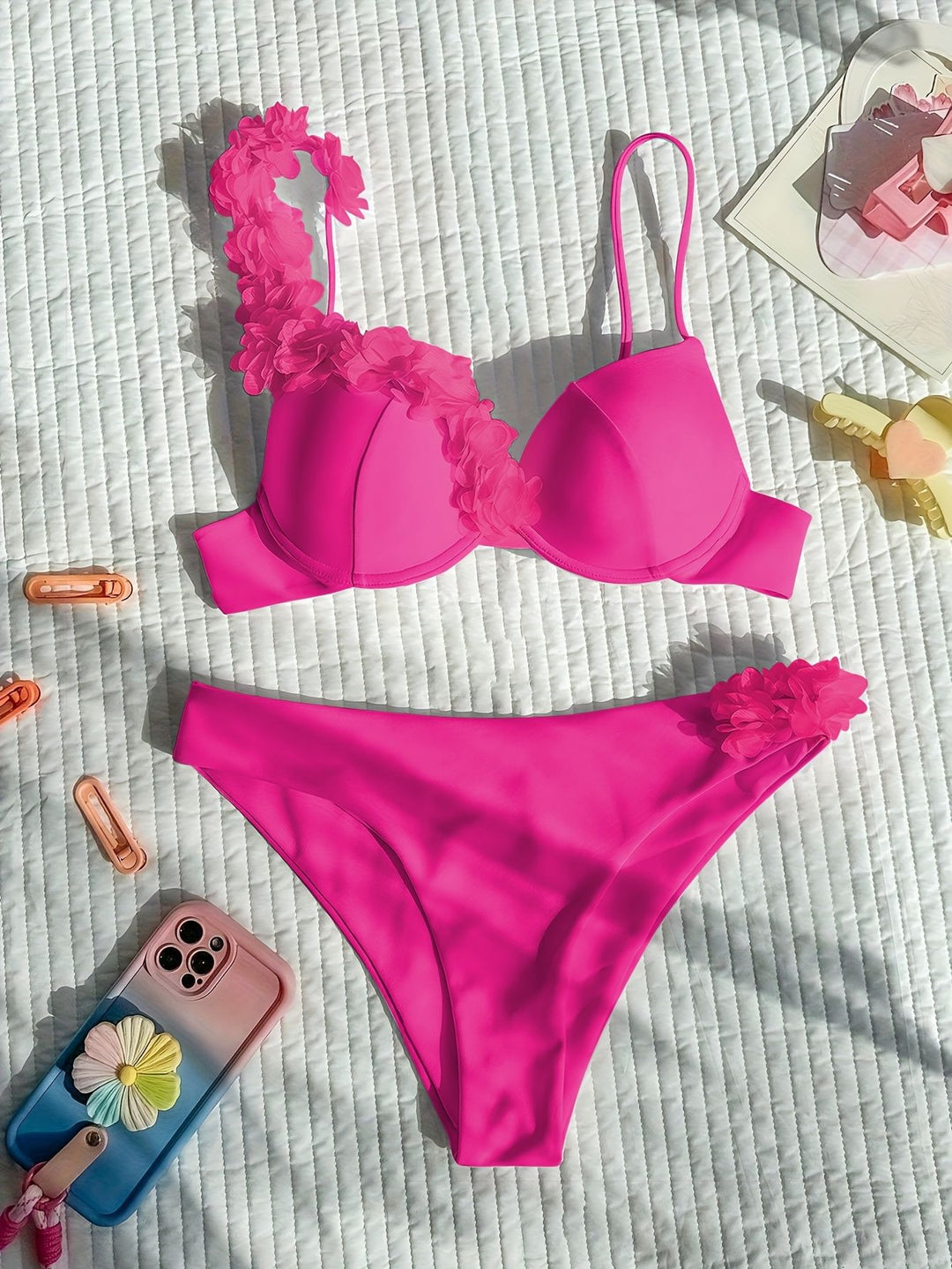 Damen Triangel-Bikini mit floralen Applikationen und elegantem Design Drune