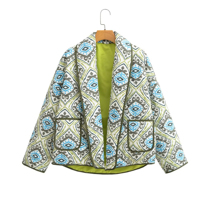 Damen Modische Blazerjacke mit auffälligem geometrischem Muster Drune
