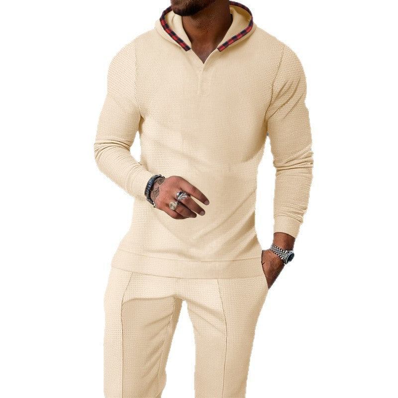Herren Sportlicher Hoodie mit Karodetails und passtgenauen Jogginghose Drune