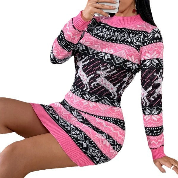 Damen Strickkleid mit festlichem Weihnachtsdesign Drune