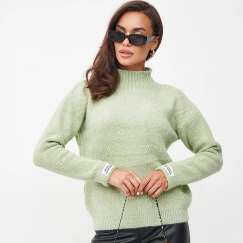 Damen Strickpullover mit Stehkragen Drune
