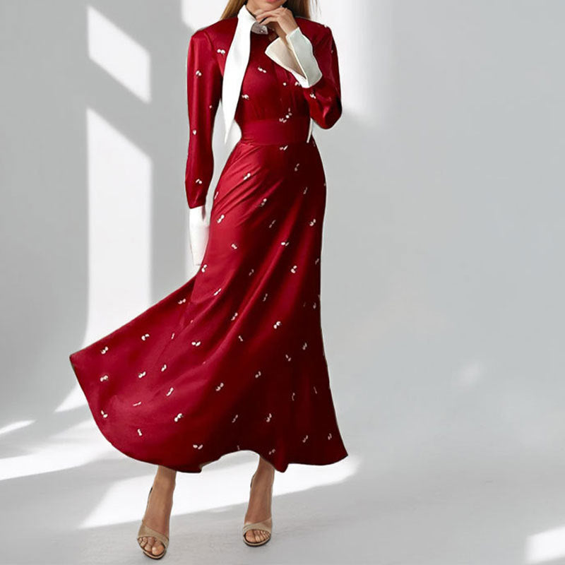 Damen Maxikleid mit elegantem floralen Muster und tiefem V-Ausschnitt Drune