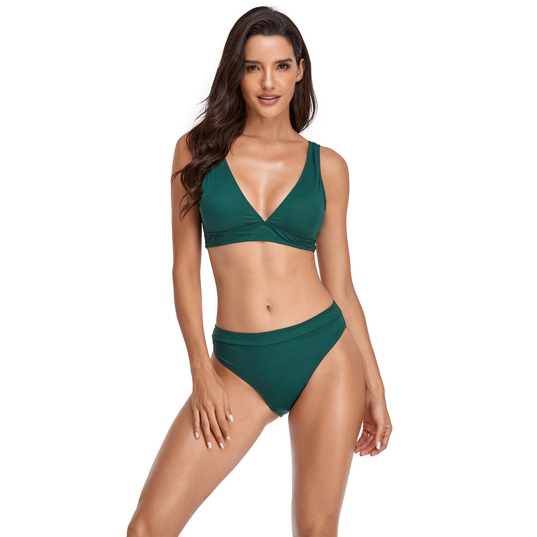 Damen Triangel-Bikini-Set mit modischem Schnitt und hohem Bund Drune