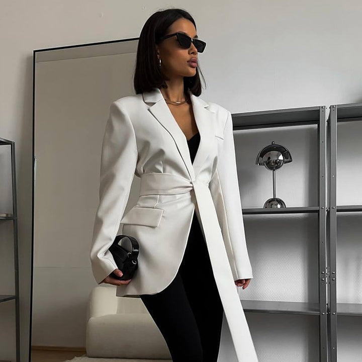 Damen eleganter Blazer mit Taillengürtel Drune