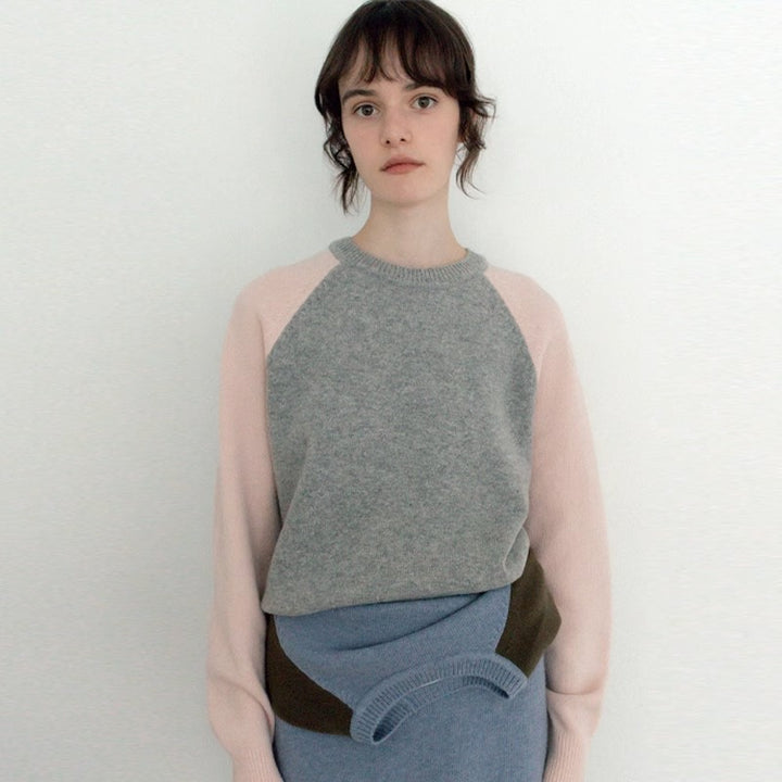 Damen sportlicher Strickpullover mit Raglanärmeln Drune