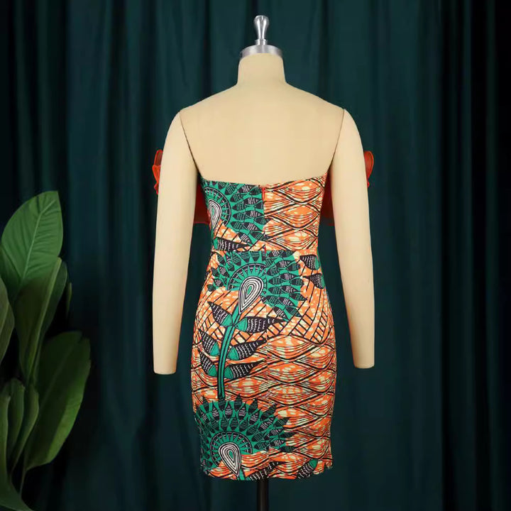 Damen figurbetontes Kleid mit voluminösen Rüschen Drune