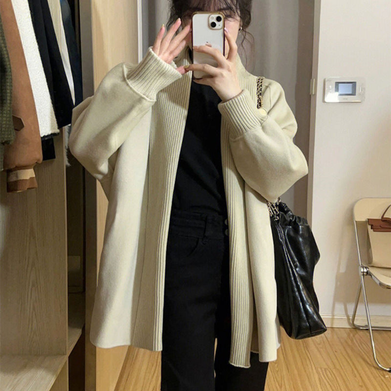 Damen Modischer Oversized Cardigan mit strukturiertem Kragen Drune