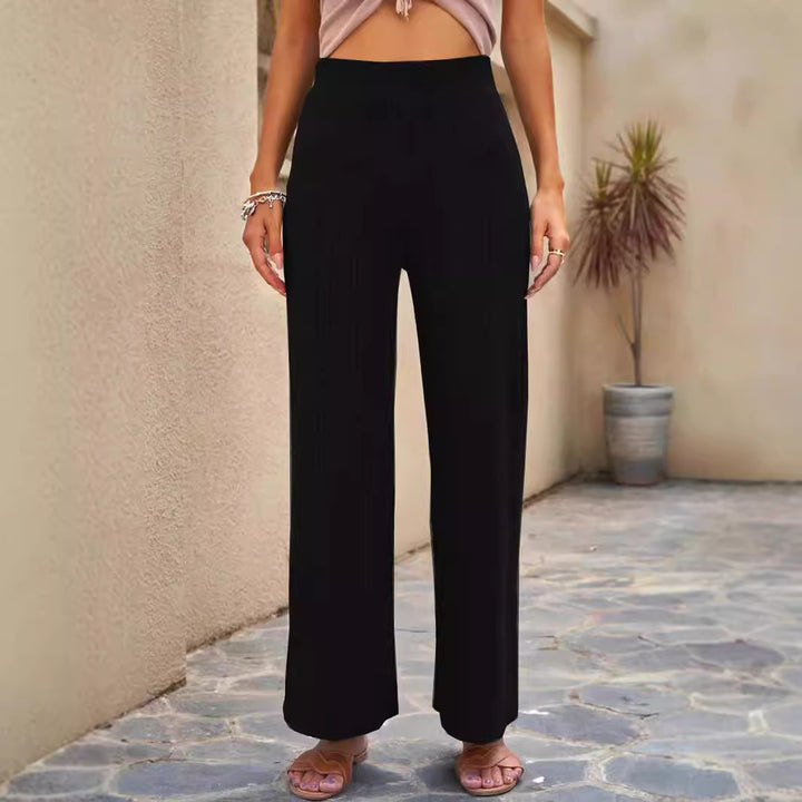 Damen weite Stretch-Hose mit Rippenstruktur Drune