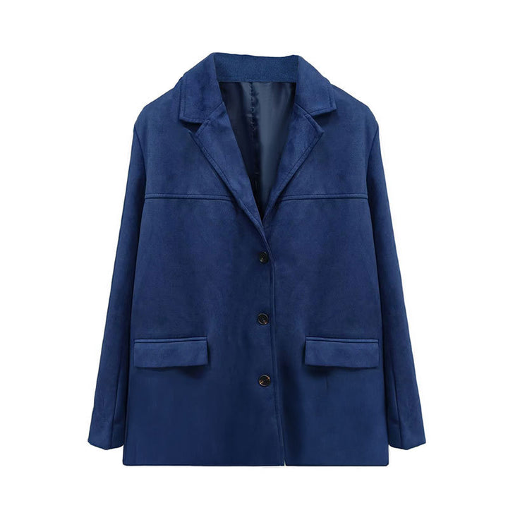 Damen Elegante Wildlederjacke mit klassischem Schnitt und zwei Taschen Drune