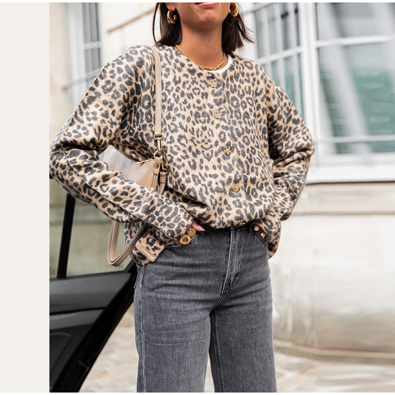 Damen modischer Cardigan mit tierischem Muster Drune