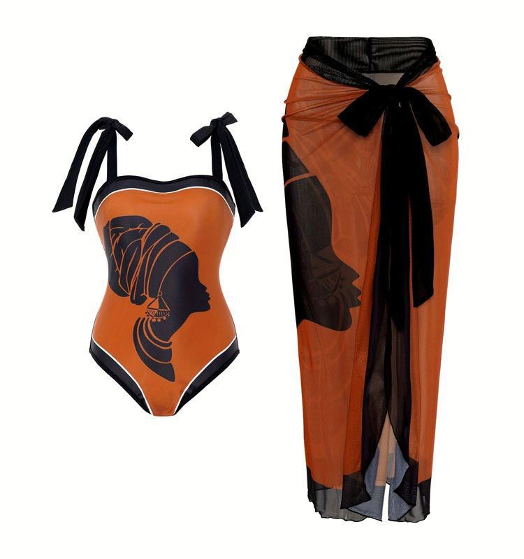 Damen Badeanzug-Set mit transparentem Rock und individuell anpassbaren Trägern Drune
