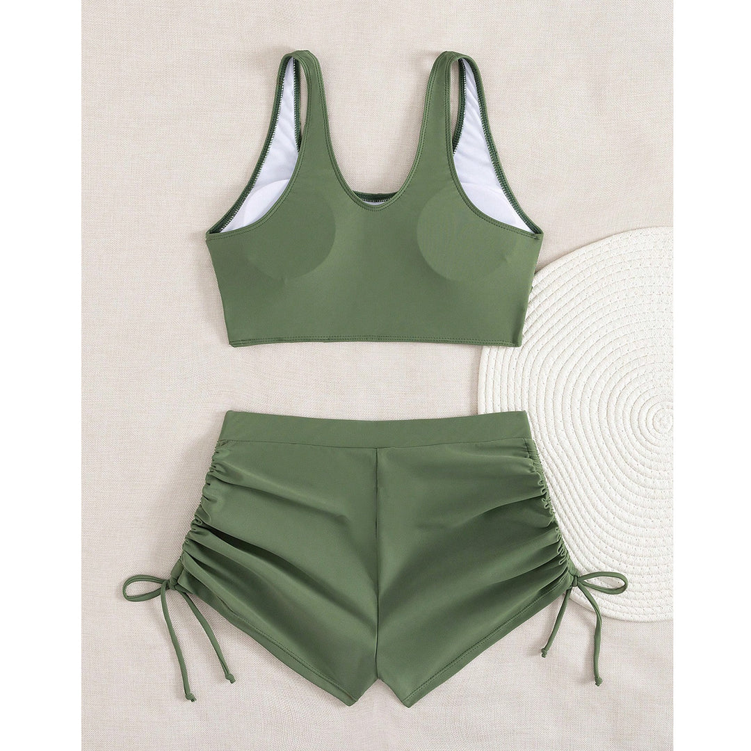Damen Sportlicher Bikini mit gerafften Shorts Drune
