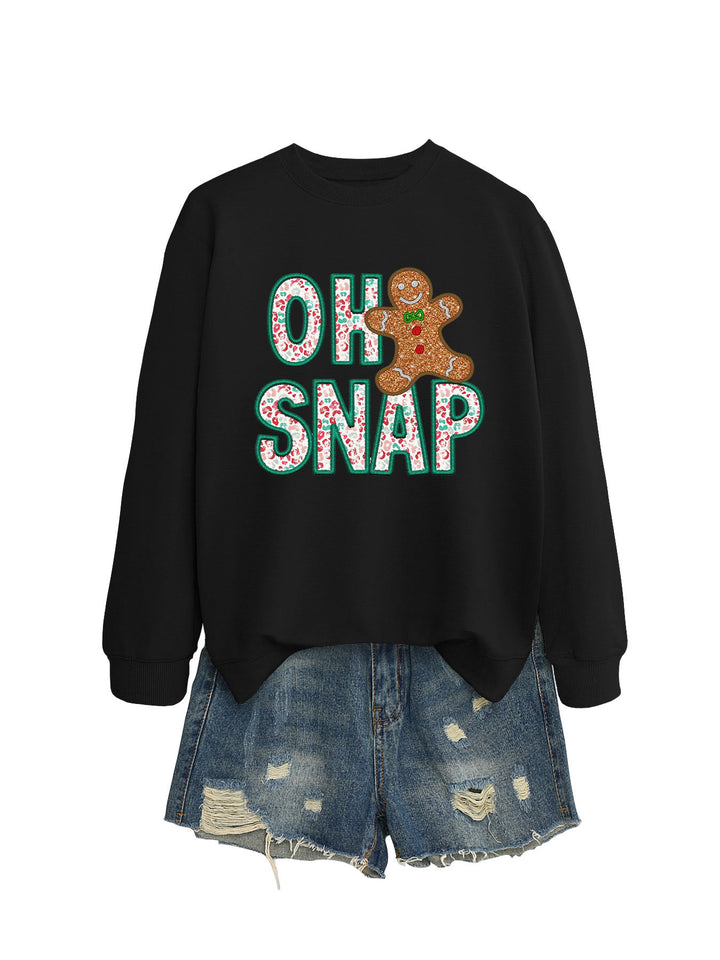 Damen Sweatshirt mit lustigem Lebkuchenmann-Motiv und funkelndem Schriftzug Drune