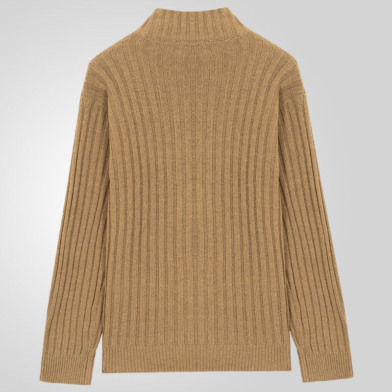 Herren Strickjacke mit klarem Rippenmuster und bequemem Stehkragen Drune