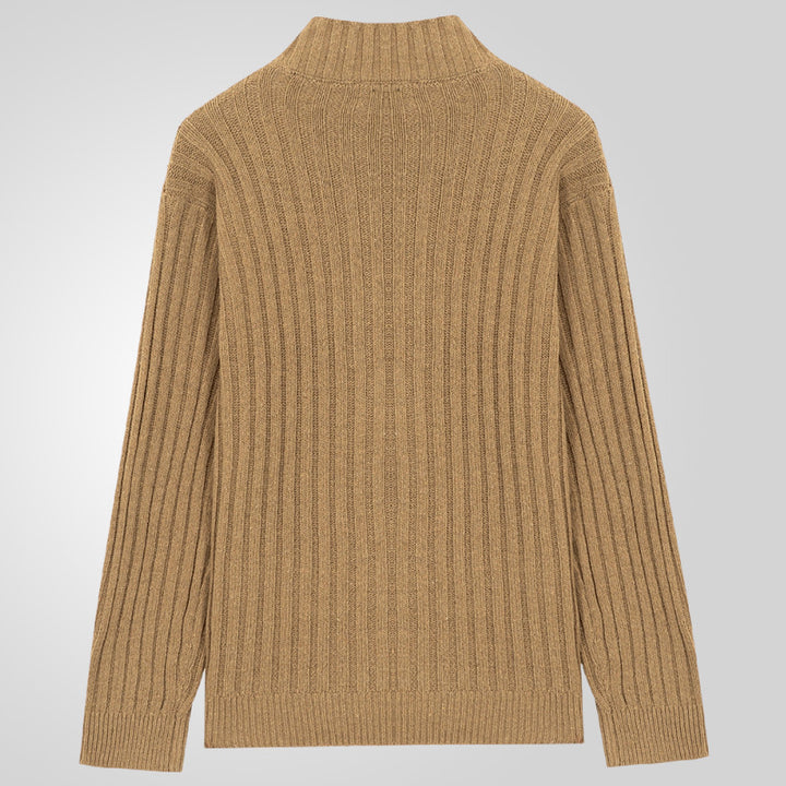 Herren Strickjacke mit klarem Rippenmuster und bequemem Stehkragen Drune