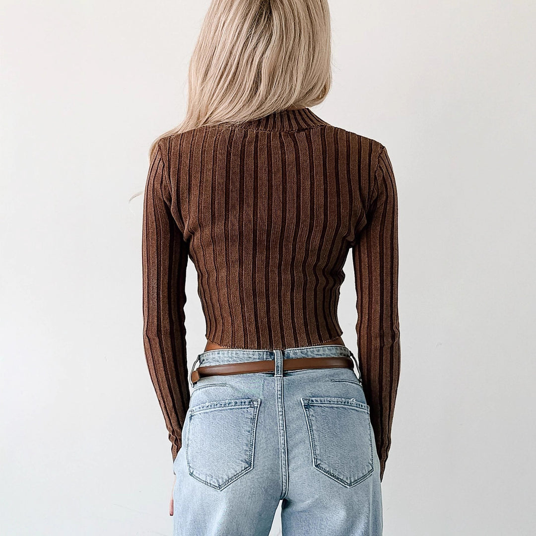 Damen Cropped Strickjacke mit Reißverschluss Drune