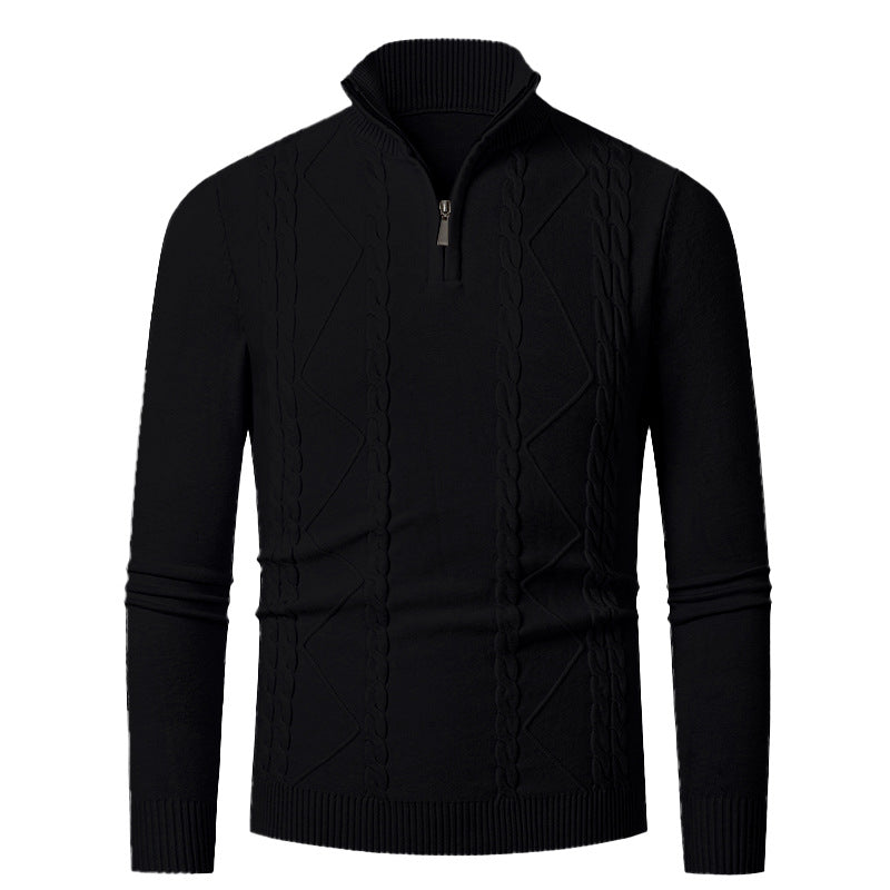Herren Strickpullover mit Halb-Zip und strukturiertem Muster Drune