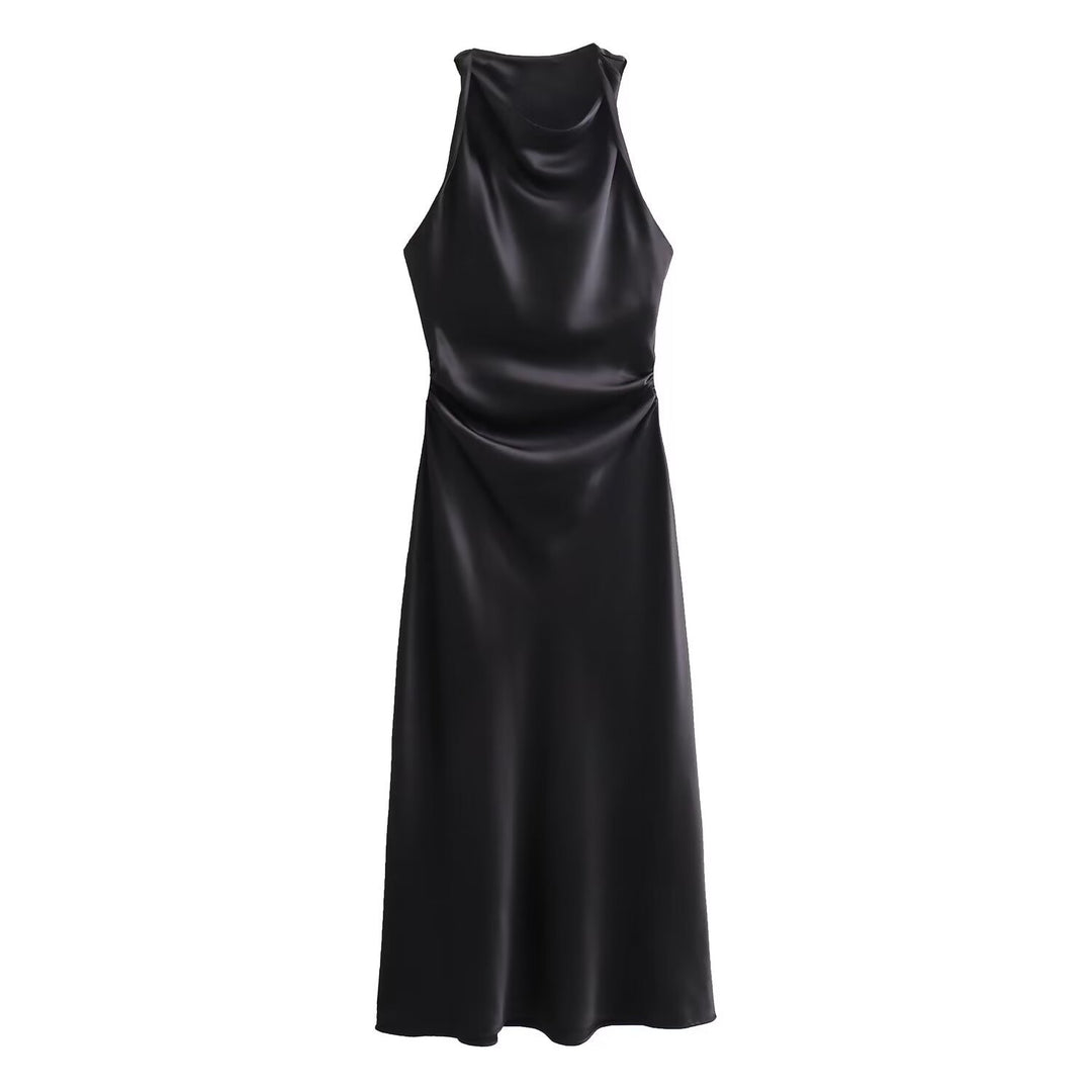 Damen elegantes Sommerkleid mit fließendem Schnitt und charmanten Rüschendetails Drune