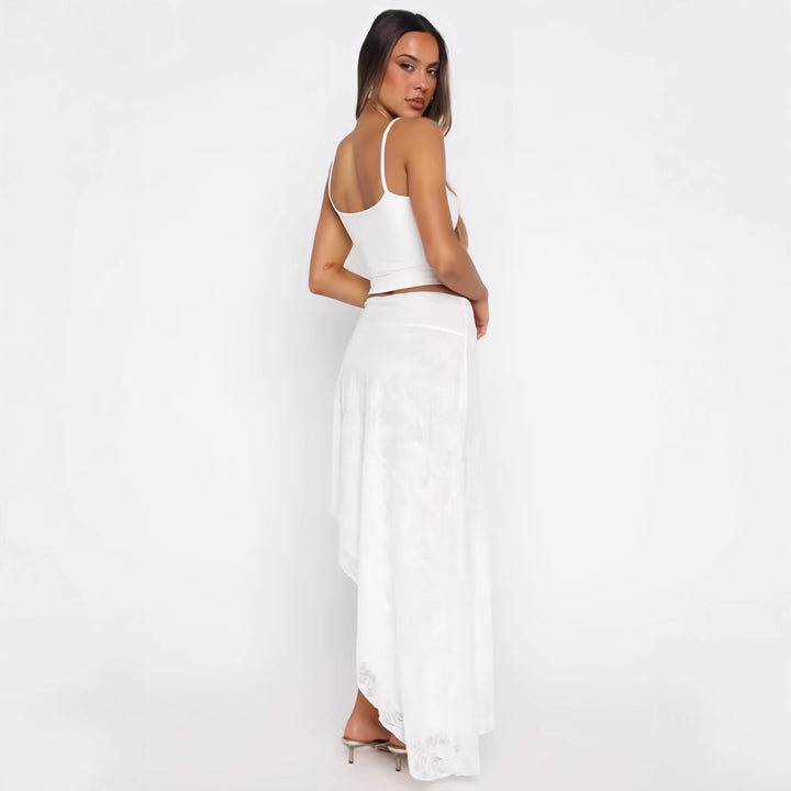 Damen asymmetrisches Kleid mit Spitzenrock und süßem Bustier-Oberteil Drune