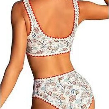 Damen Hochtailliertes Bikini-Set mit floralem Design Drune