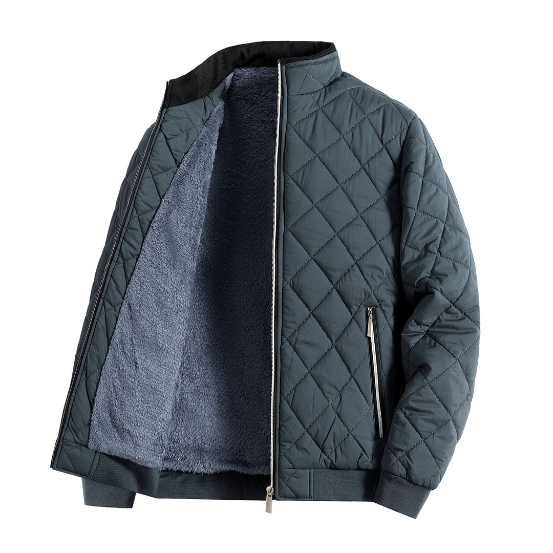 Drune | Herren Winter Steppjacke mit vorderem Reißverschluss und geripptem Saum