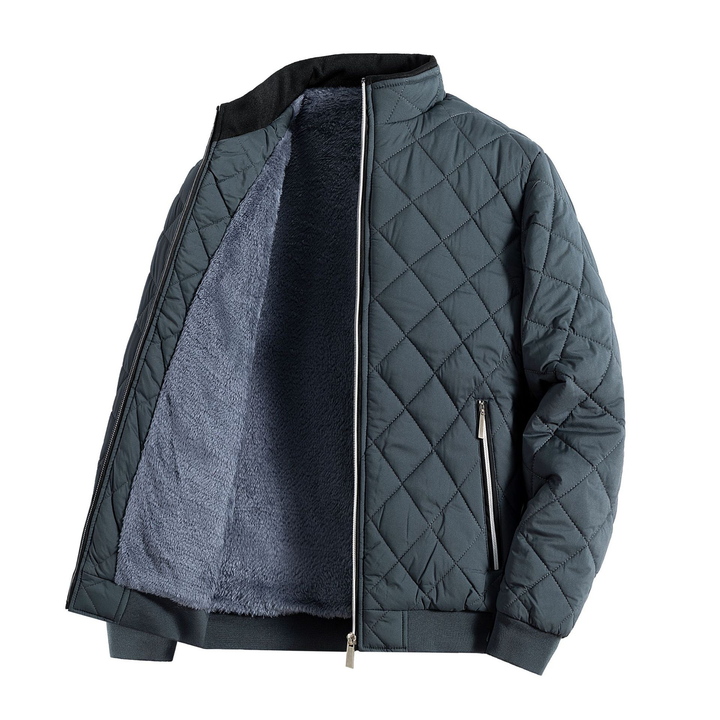 Drune | Herren Winter Steppjacke mit vorderem Reißverschluss und geripptem Saum