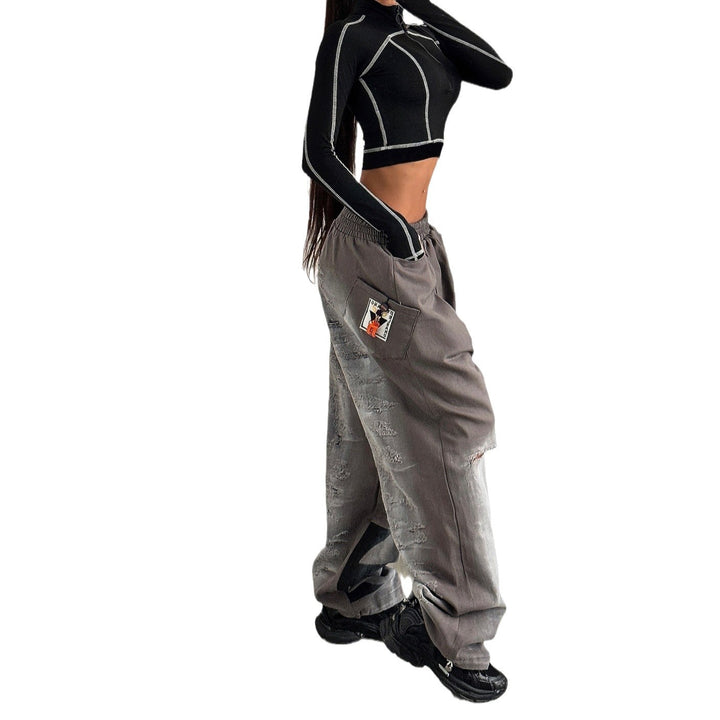 Damen Freizeit-Hose mit lässigem Oversized-Schnitt und modischen Rissdetails Drune