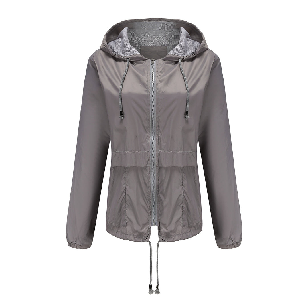 Damen sportliche Windbreaker-Jacke mit verstellbarer Kapuze und elastischen Bündchen Drune