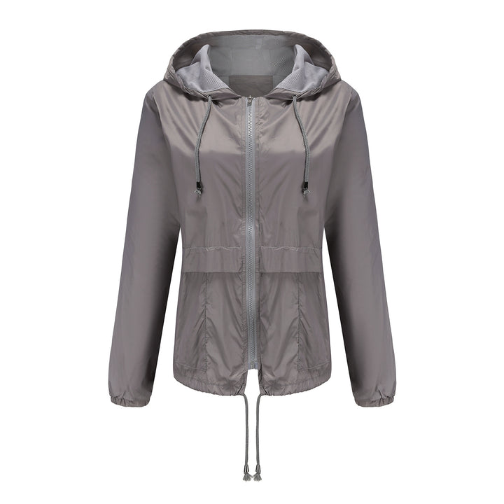 Damen sportliche Windbreaker-Jacke mit verstellbarer Kapuze und elastischen Bündchen Drune