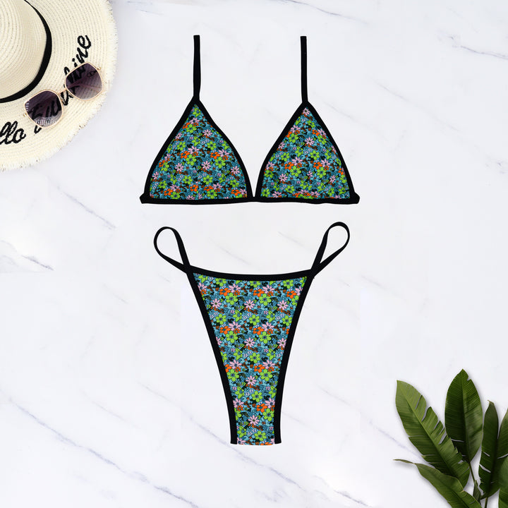 Damen Triangel-Bikini mit floralem Design und verstellbaren Trägern Drune