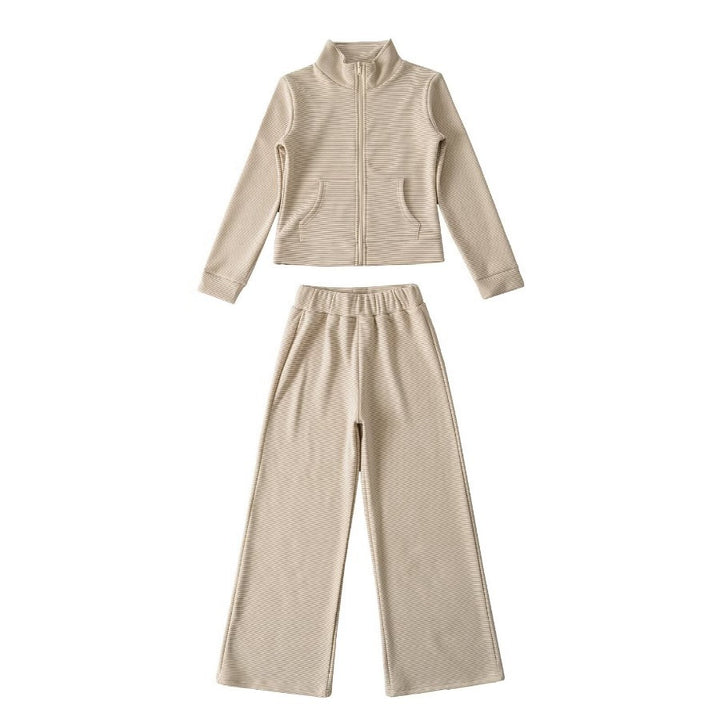 Damen sportliches Set mit Stehkragen und weitem Hosenansatz Drune