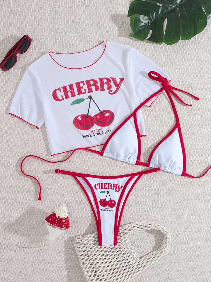Damen Bikiniset mit kreativem Kirschen-Design Drune