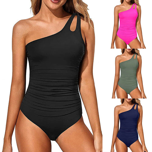 Damen Einseitiger Badeanzug mit Rüschendetails Drune