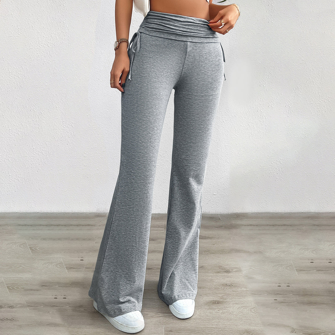 Damen Bequeme Palazzo-Hose mit elastischem Bund und lässigem Schnitt Drune
