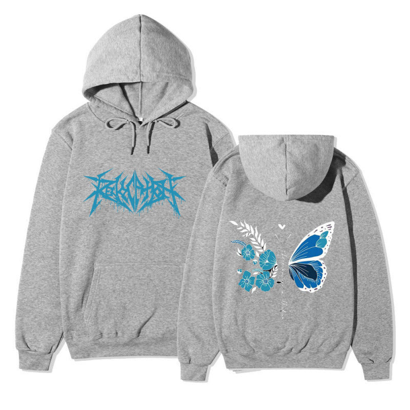 Damen Kapuzenpullover mit einzigartigem Schmetterlings- und Blumenmotiv Drune
