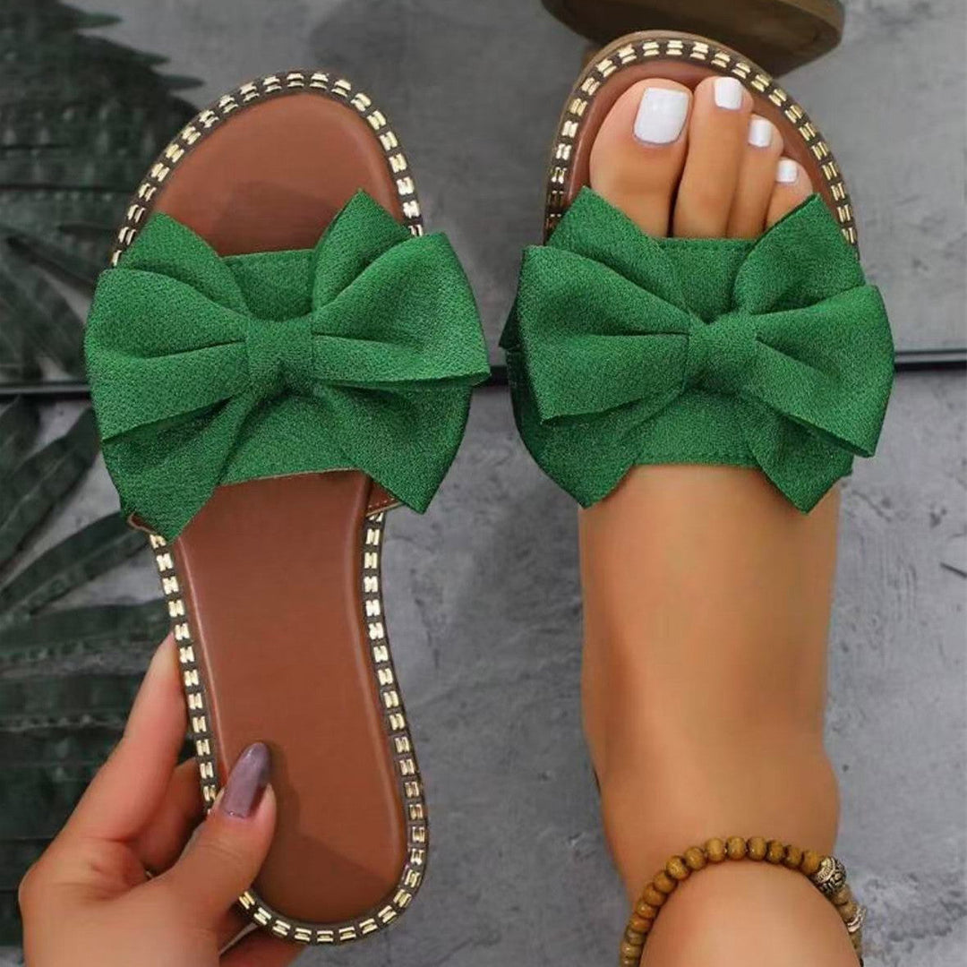 Damen Sommer-Slipper mit dekorativen Schleifenapplikationen und ergonomischer Fußbettung Drune