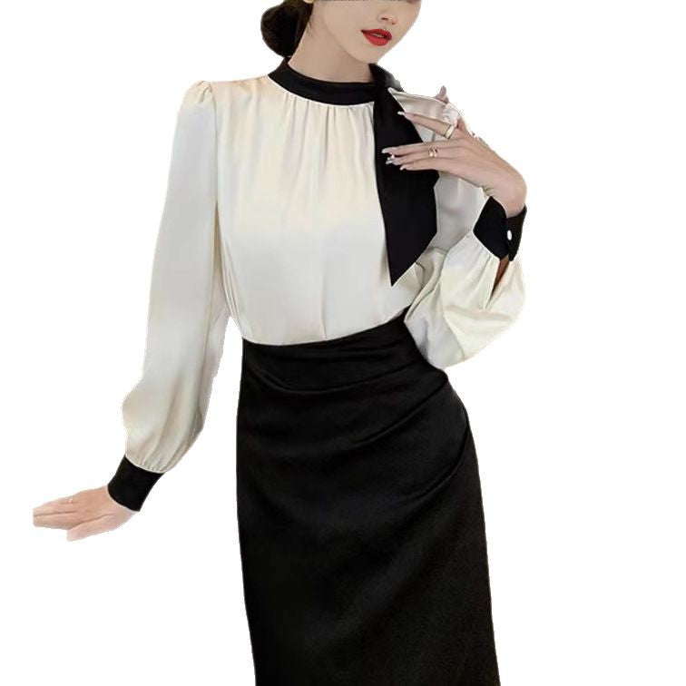 Damen elegantes Wickelkleid mit Rüschen und Knotendetail Drune