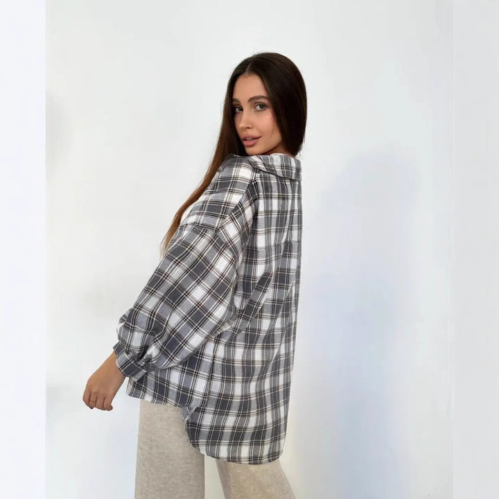Damen übergroße Karo Hemdbluse Drune
