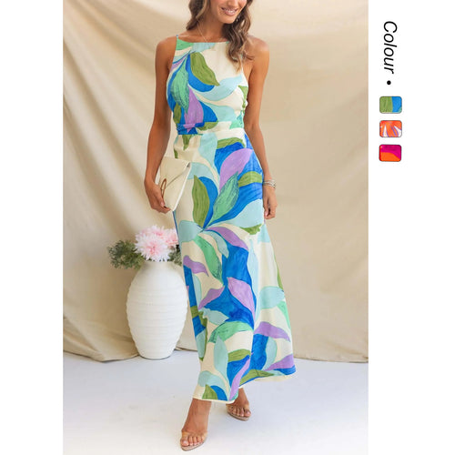 Damen Maxikleid mit modernem floralem Design und elegantem Schnitt Drune