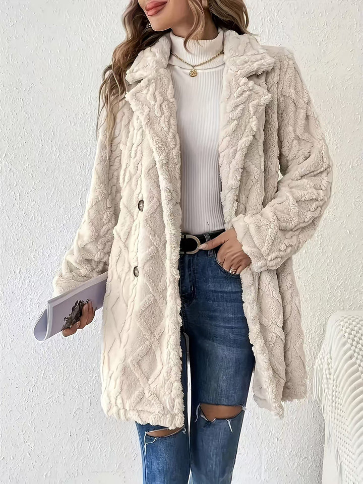 Damen Flauschige Longjacke mit strukturiertem Design Drune