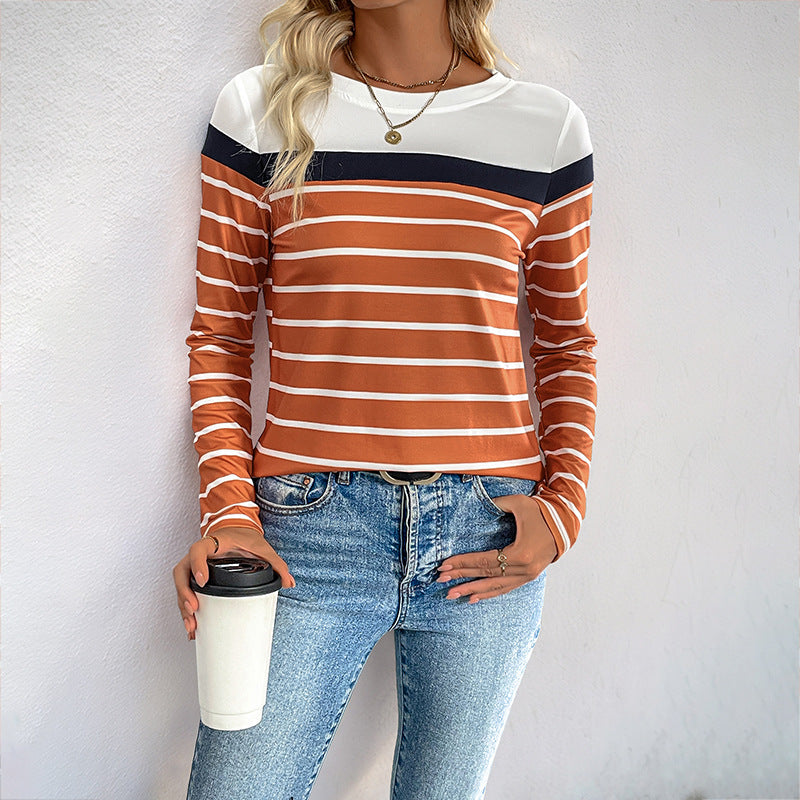 Damen Langarmshirt mit kontrastierendem Streifenmuster und lässigem Schnitt Drune