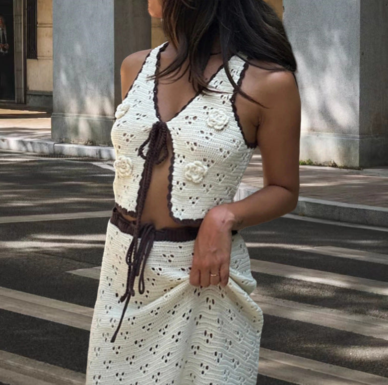 Damen Häkelkleid mit luftigen Schlitzen und eleganten Details Drune