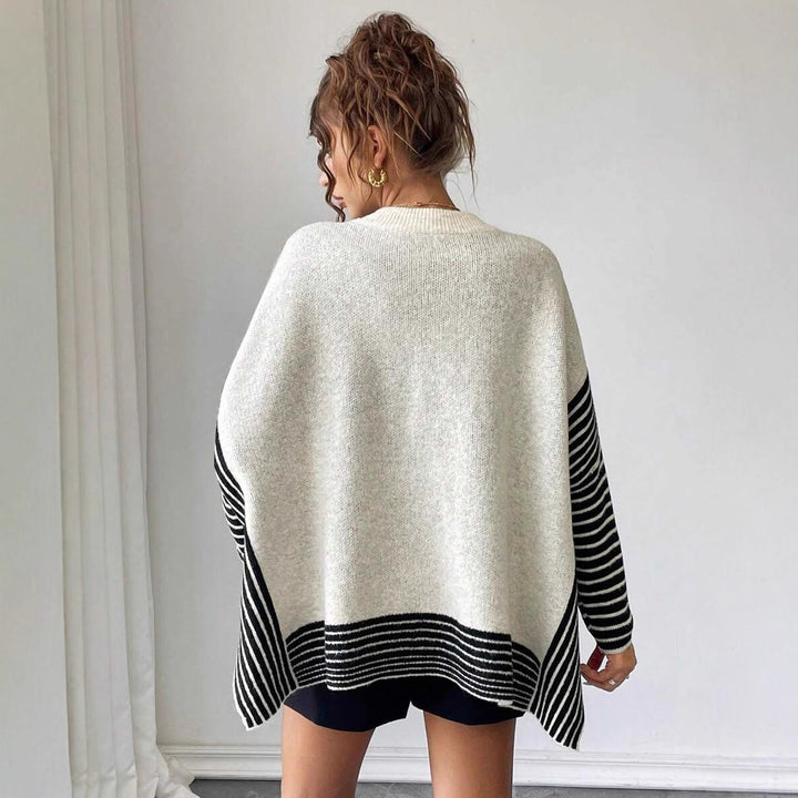 Damen Strickpullover mit modernem Streifenmuster und oversized Schnitt Drune