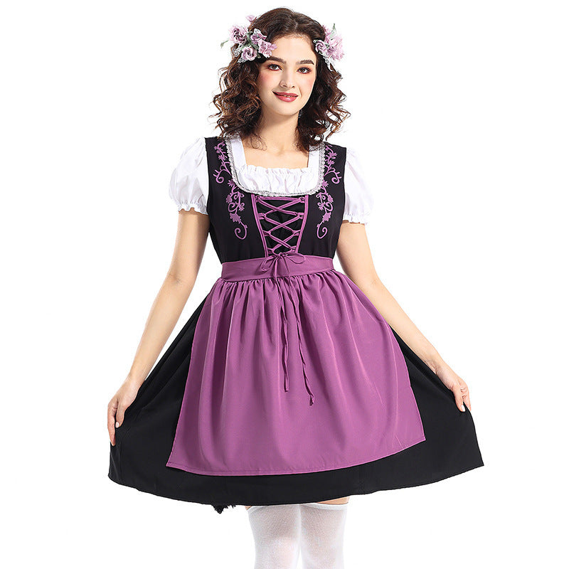 Damen nan traditionelles Dirndlkleid mit dekorativer Schnürung und abnehmbarer Schürze Drune