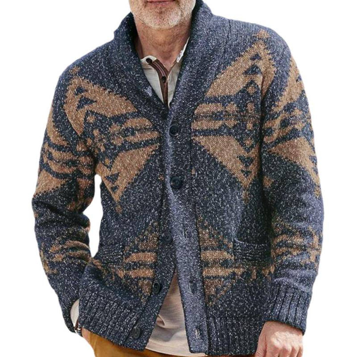 Herren Strickjacke mit kunstvollem Muster und praktischen Taschen Drune