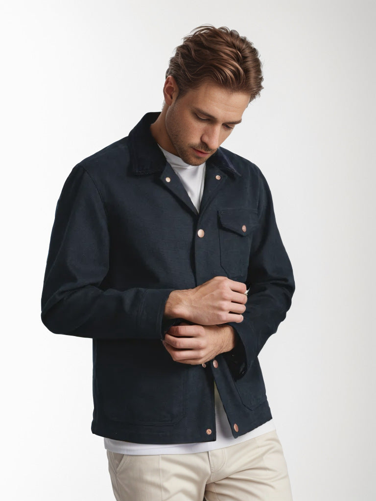 Herren modische Arbeitsjacke mit praktischem Kragen Drune