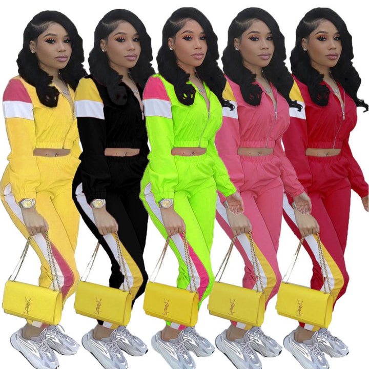 Damen sportliches Trackset mit modischem Stehkragen und elastischen Bündchen Drune