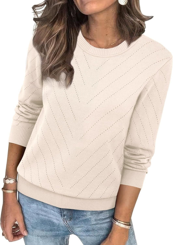 Damen modischer Strickpullover mit V-Ausschnitt und dezentem Rautenmuster Drune